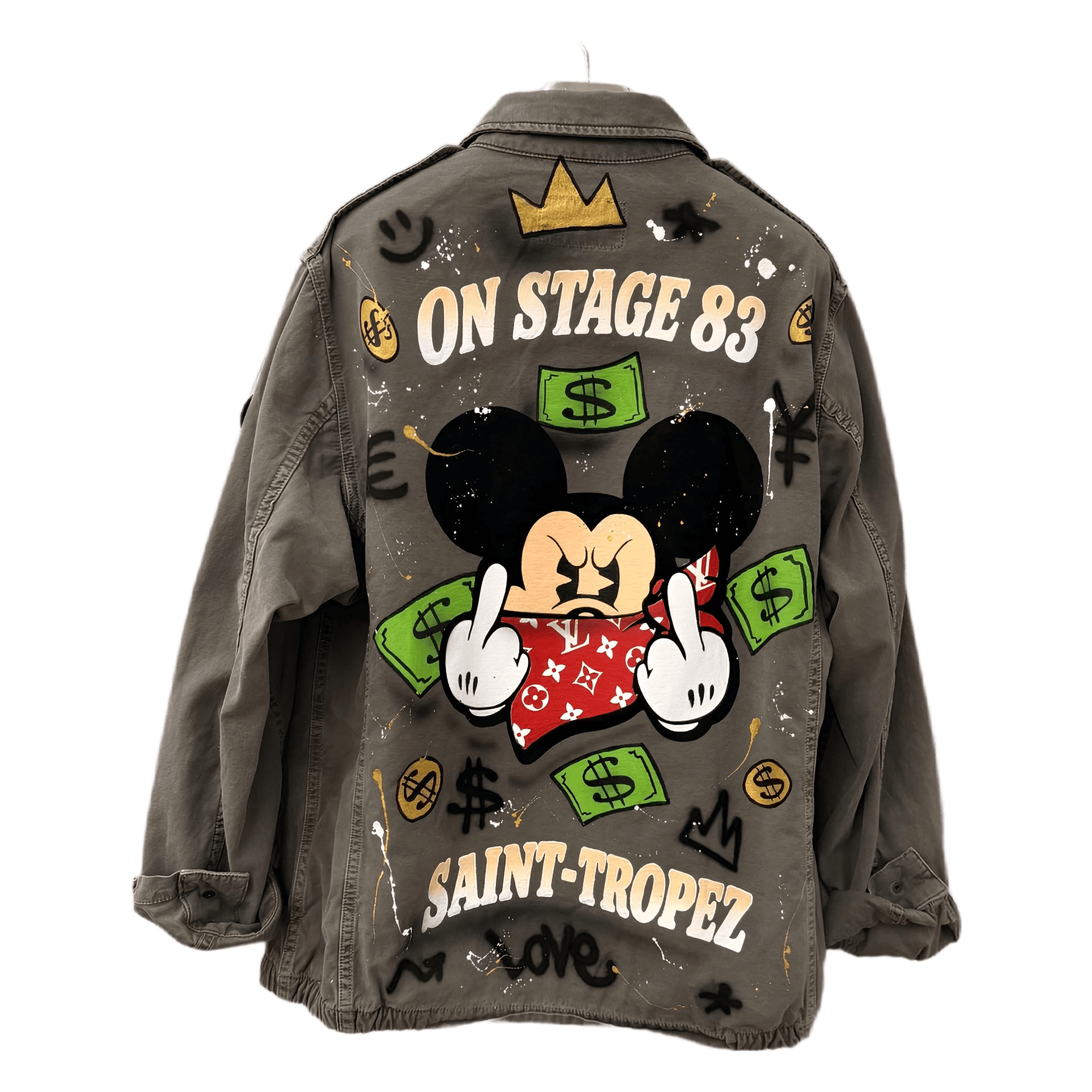 Veste militaire custom Mickey Fuck 1